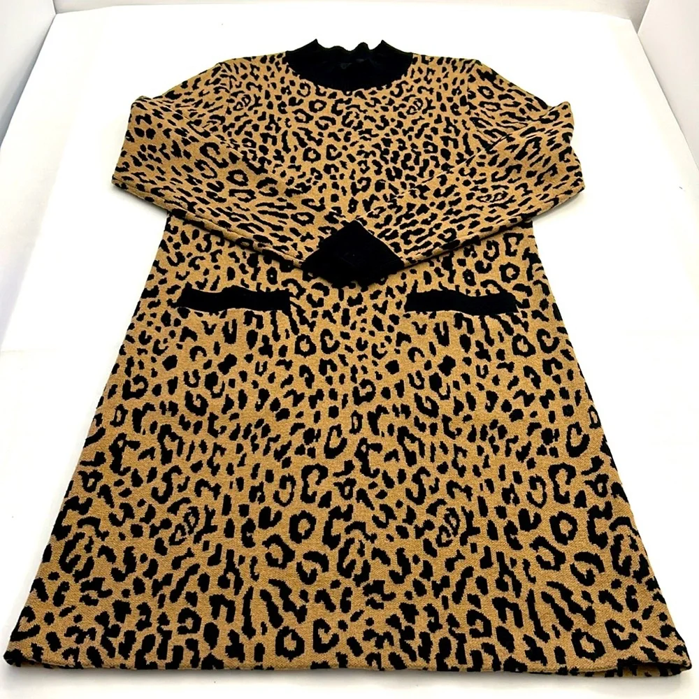 J. Crew Leopard Print Sweater Dress‎